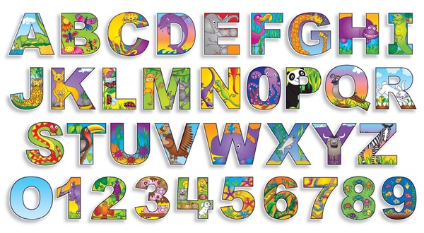 Illustrated Alphabet and Numbers Bulletin Board Set (36 cards)