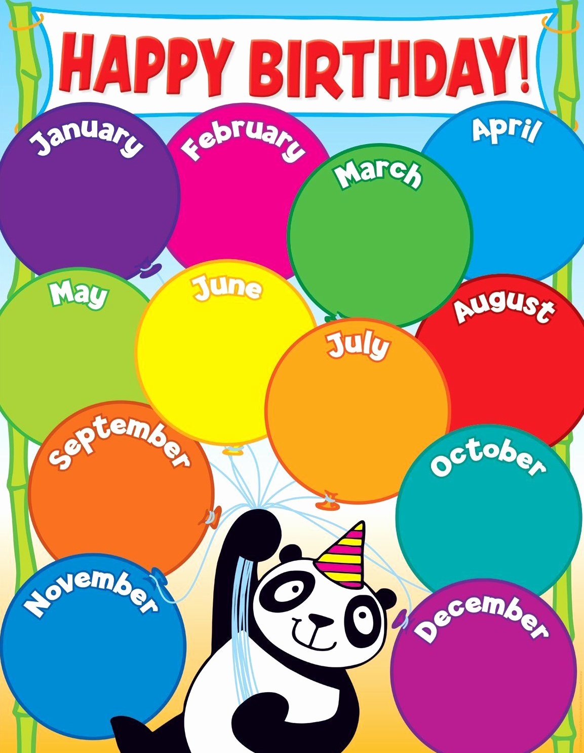 Happy Birthday! Months of the Year chart