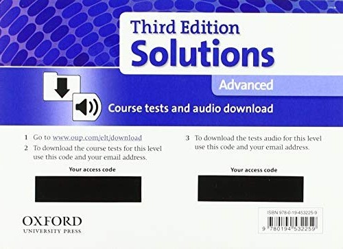 Solutions (Third Edition) Advanced Course Tests and Audio Download / Код доступа к тестам