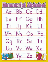 Manuscript Alphabet chart