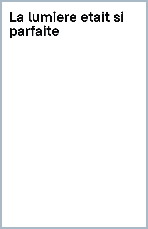 La lumiere etait si parfaite