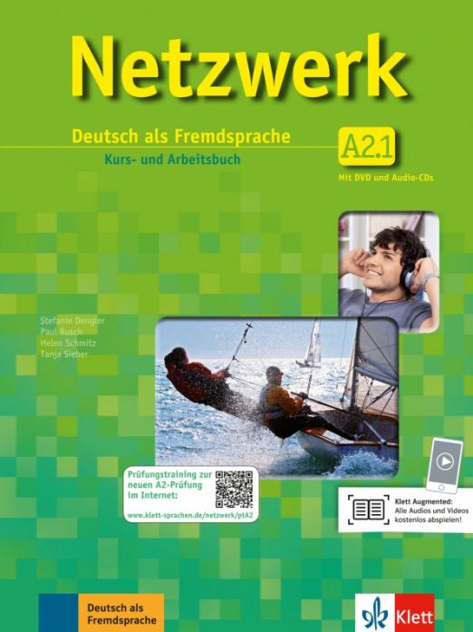 Netzwerk A2.1  Kursbuch und Arbeitsbuch mit DVD und 2 Audio-CDs / Учебник + DVD + 2 CD Часть 1