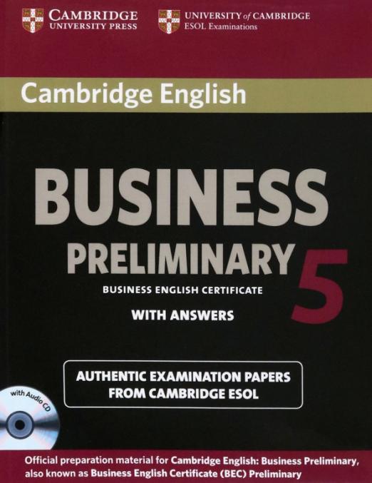 Cambridge English Business 5. Preliminary Self-study Pack. Student's Book with Answers. B1 (+CD)