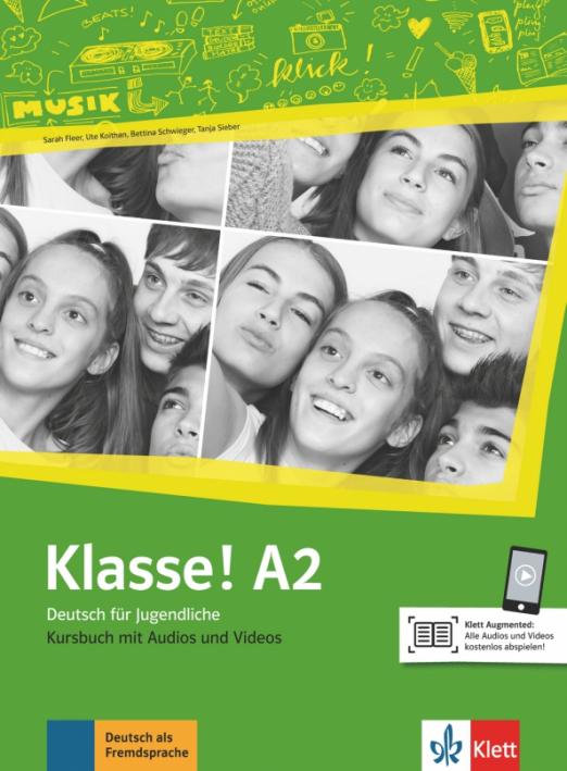 Klasse! A2  Kursbuch mit Audios und Videos / Учебник + аудио + видео
